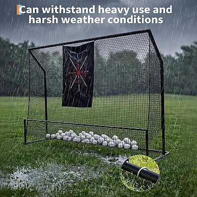 Golf Practice Net Portable Training Net with Aim Cloth, Carry Bag For Real Ball Driving, Chipping