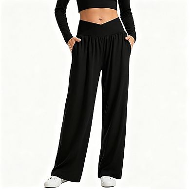 Womens High Waist Wide Leg Lounge Pants Soft Casual Long Pants