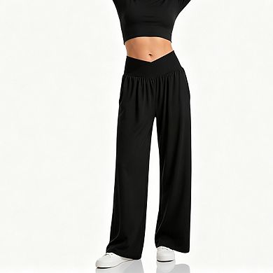 Womens High Waist Wide Leg Lounge Pants Soft Casual Long Pants