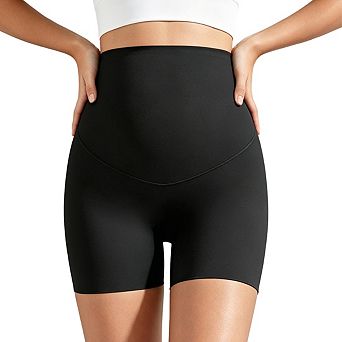 Womens High Waisted Maternity Shapewear Shorts Seamless Belly Support Stretchy Shorts