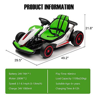 24V Kids Electric Go Kart 2x200W Powerful Motors