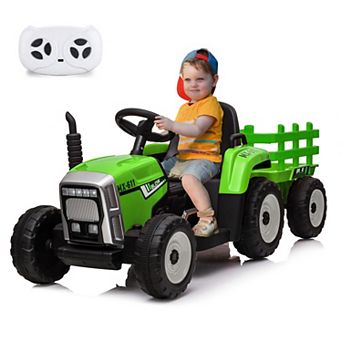 12V Kids Electric Ride-On Tractor with Trailer