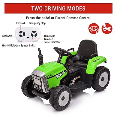 12V Kids Electric Ride-On Tractor with Trailer