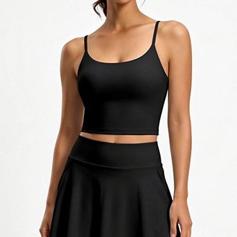 Women's Casual Cross Back Yoga Crop Top, Ruched Padded Shockproof Adjustable Strap Sports Bra