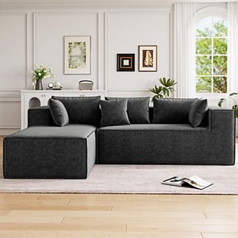 Modern Comfort Modular Sectional Sofa Deep Seat L-No Assembly Includes Pillows Corner Sofa