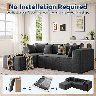 Modern Comfort Modular Sectional Sofa Deep Seat L-No Assembly Includes Pillows Corner Sofa