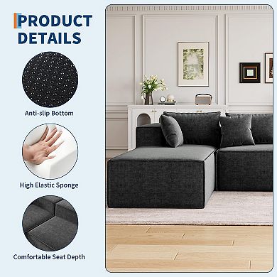Modern Comfort Modular Sectional Sofa Deep Seat L-No Assembly Includes Pillows Corner Sofa
