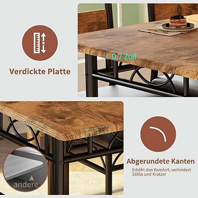 Multi‑Purpose 2/4‑Seater Dinette Set, 3/5‑Piece Rectangular Dining Table with Upholstered Chair