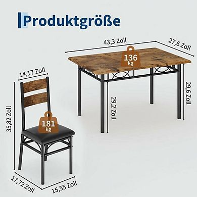 Multi‑Purpose 2/4‑Seater Dinette Set, 3/5‑Piece Rectangular Dining Table with Upholstered Chair
