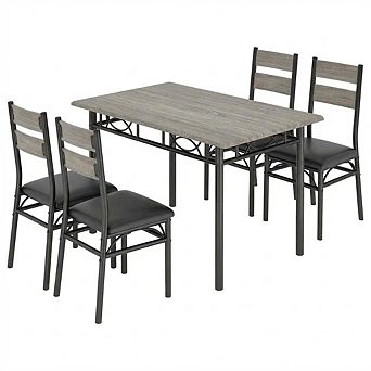 Multi‑Purpose 2/4‑Seater Dinette Set, 3/5 pc Rectangular Dining Table with Upholstered Chair