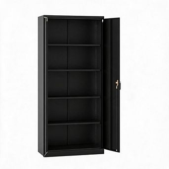 Heavy-Duty Tall Metal Storage Cabinet, 71 Inch Lockable Organizer, 4 Adjustable Shelves