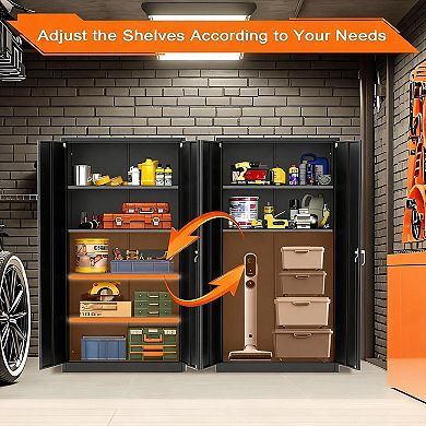 Heavy-Duty Tall Metal Storage Cabinet, 71 Inch Lockable Organizer, 4 Adjustable Shelves