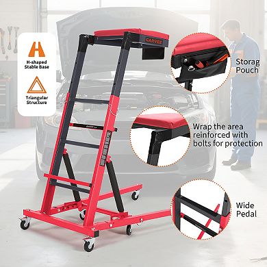 400LBS Height Adjustable . Foldable Mechanic Repair Creeper with 6 Swivel Wheels for Garage