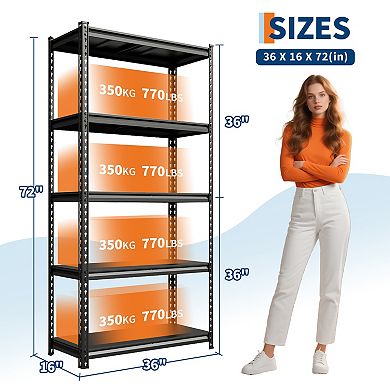 Adjustable Metal Shelving Unit, High Load Bearing Storage Organizer for Home Garage Kitchen Pantry