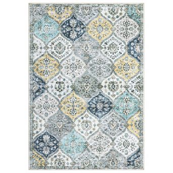 Washable Rug Vintage Rugs Non-Slip Stain Resistant Area Rug Floor Cover for Bedroom Living Room