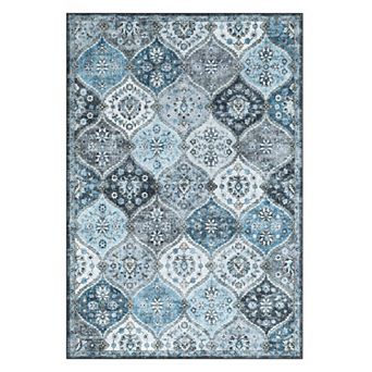 lxt-Washable Rug Vintage Rugs Non-Slip Area Rug Floor Cover for Bedroom