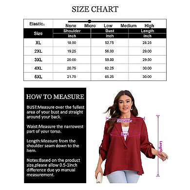 GlowSol Womens Plus Size Long Sleeve Lapel Collar Draped Open Front Flowy Work Office Blazers