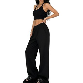 Women's Wide Leg Sweatpants High Waisted Drawstring Straight Leg Pants