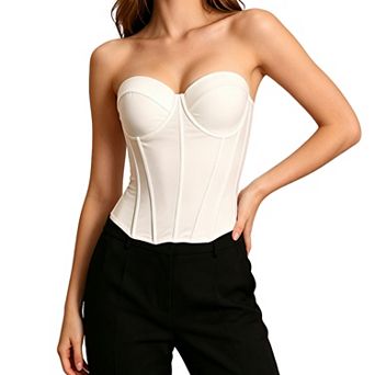 Women's Corset Top Boned Bustier Crop Top for Party Clubwear