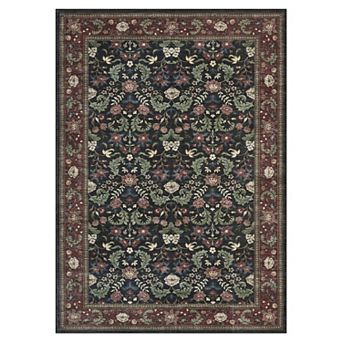 Fashionwu Vintage Floral Rug Washable Non Slip Carpet for Living Room Soft Mat for Bedroom Decor