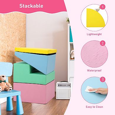 Indoor Soft Foam Climbing Playset Modular Play Blocks for Kids Crawling Sliding Activity Game