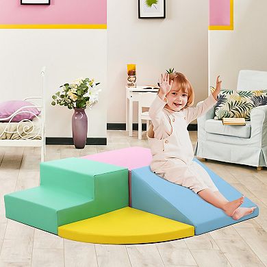 Indoor Soft Foam Climbing Playset Modular Play Blocks for Kids Crawling Sliding Activity Game