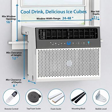 U-Shaped Smart Inverter Window Air Conditioner, 8,000 BTU Ultra Quiet, Energy Efficient AC