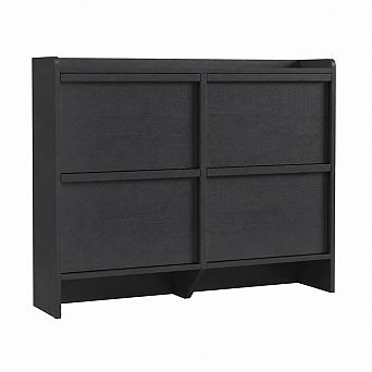 Entryway Shoe Cabinet 4 Flip Drawer Wooden Shoe Storage Organizer with Adjustable Shelves
