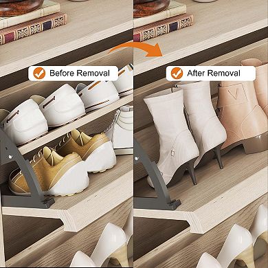 2-Drawer Flip-Down Shoe Storage Cabinet with Adjustable Shelves & Anti-Tip Kit, Entryway Organizer