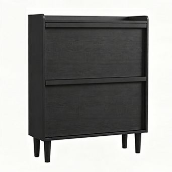 2-Drawer Flip-Down Shoe Storage Cabinet with Adjustable Shelves & Anti-Tip Kit, Entryway Organizer
