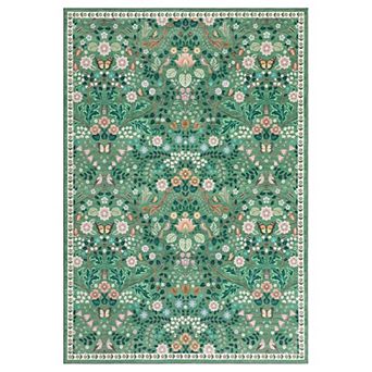 Fashionwu Vintage Floral Washable Rug for Living Room Bedroom Soft Durable Non Slip Pastoral Carpet