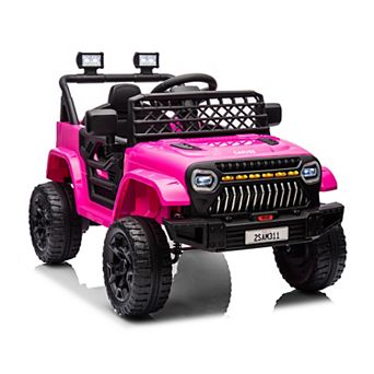 12V Kids Electric Ride On Truck,Remote Control Toy Car with Suspension LED Light Music for kids