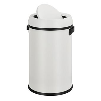 17 Gallon/65 Liter Swing Top Trash Can, Stainless Steel Commercial Waste Container, Round Waste Bin
