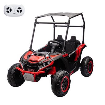Heavy Duty Kids Power Wheel Vehicle, 3 Speed Electric Golf Cart with Shock Absorber 110lbs Load