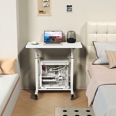 Adjustable Height Rolling Computer Desk - Mobile Workstation with 31.5" x 15.75" Surface and Wheels