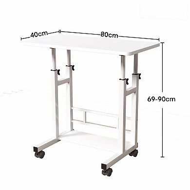 Adjustable Height Rolling Computer Desk - Mobile Workstation with 31.5" x 15.75" Surface and Wheels