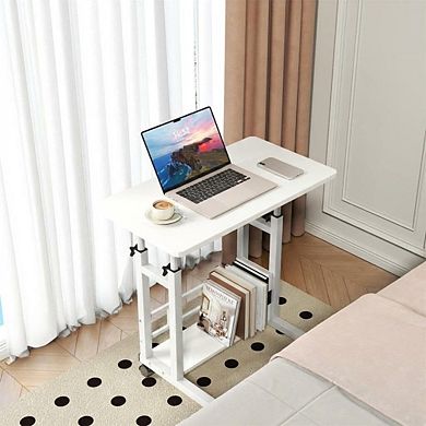 Adjustable Height Rolling Computer Desk - Mobile Workstation with 31.5" x 15.75" Surface and Wheels