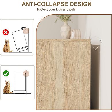 Modern Rattan 6-Drawer Storage Cabinet, Spacious Chest Organizer with Wooden Frame, Metal Handles