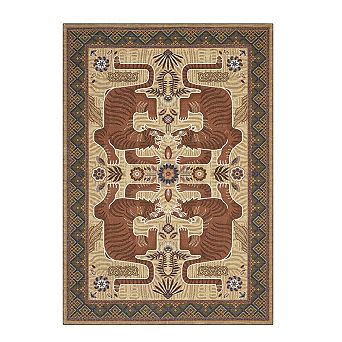 Fashionwu Vintage Tiger Print Rug Indoor Use Low Pile Thin Rugs for Living Room Bedroom Decor