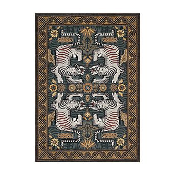 Fashionwu Vintage Tiger Print Rug Indoor Use Low Pile Thin Rugs for Living Room Bedroom Decor