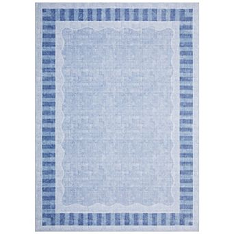 Fashionwu Bordered Solid Rug Runner Rug Washable Pet Friendly Soft Non Slip Carpet for Living Room