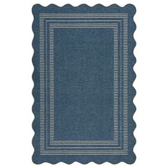 Fashionwu Scalloped Woven Indoor Outdoor Rug Durable Pet Friendly Non Slip Carpet Home Decor