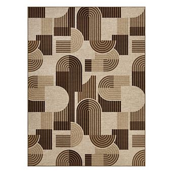 Fashionwu Modern Geometric Woven Indoor Outdoor Rug Durable Pet Friendly Non Slip Decor Carpet