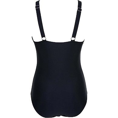 LYTHMER Mesh Panel Ruched One Piece Swimsuit