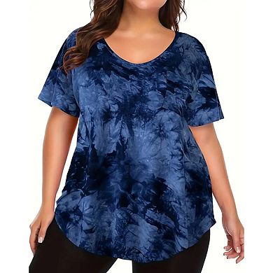 Short Sleeve Plus Size Tops for Women Round Neck Tunic Spring Summer Fall Clothes Shirts Blouse