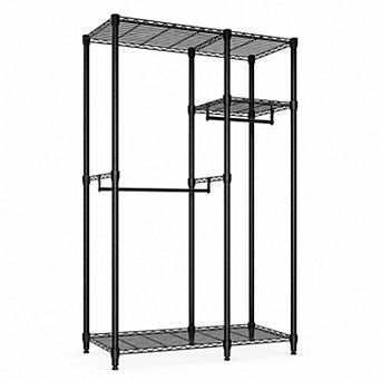 Heavy Duty Clothes Rack with Shelves&Hanging Rods Portable Metal Garment Rack Freestanding Organizer