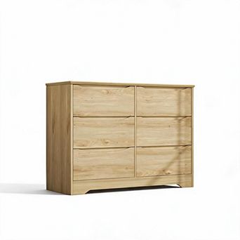 Modern 6-Drawer Dresser Cabinet, Deep Storage Chest with Wide Top, Tall Organizer for Bedroom