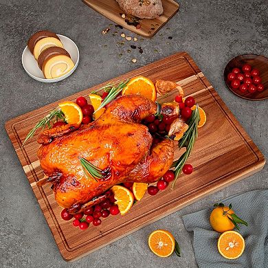 Acacia Cutting Board Extra Large Reversible Butcher Block With Juice Groove