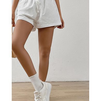 Women's Linen Wide Leg Shorts High Waisted Drawstring Casual Summer Shorts with Pockets