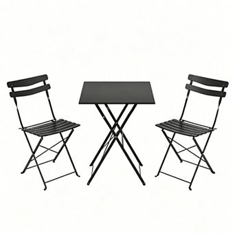 3 pc Patio Bistro Set Metal Table & Weather Resistant Chairs, Outdoor Garden,Porch Furniture